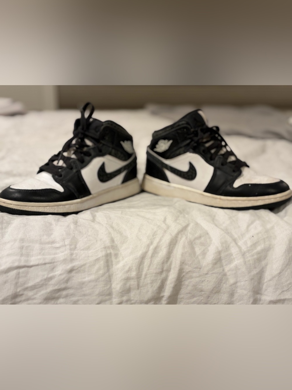 Nike Kids Black and White Air Jordan 1 Mid Sneakers